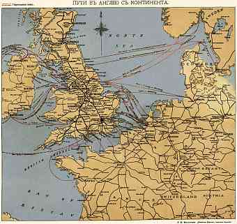 Map of the Water Connections to Great Britain from Continent, 1900