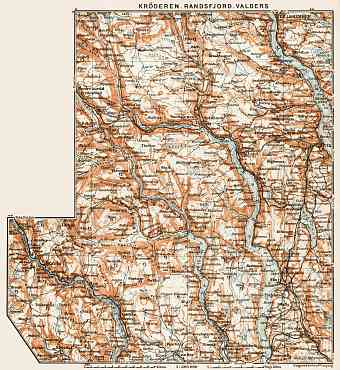 Kröderen - Randsfjord - Valders, region map, 1931