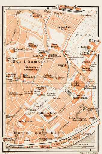 Constantionople (قسطنطينيه, İstanbul, Istanbul): Sultanahmet District Map, 1914