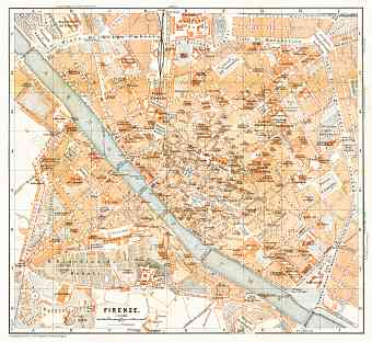 Florence (Firenze) city map, 1898