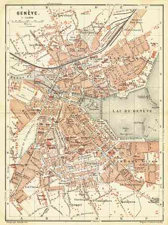 Geneva (Genf, Genève) city map, 1897