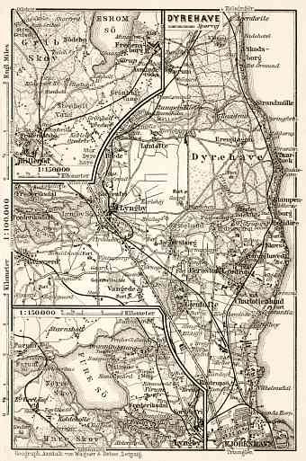 Dyrehave and environs map (Jægersborg Dyrehave in Copenhagen), 1911