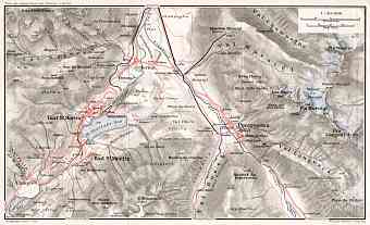 St. Moritz and Pontresina environs map, 1909