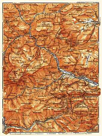 Schneeberg, Raxalpe Mountains, Semmering map, 1911