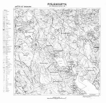 Zaitšihino Lake. Närjänjärvi. Pitäjänkartta 402106. Parish map from 1938