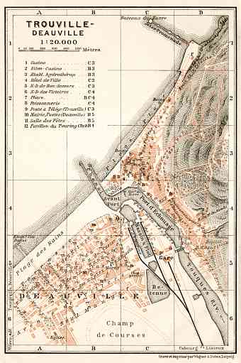 Trouville and Deauville, towns´ map, 1909