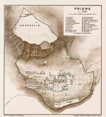 Priene (Prien), ancient site plan, 1914