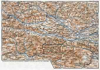 Carinthian Alps (Kärntner Alpen) from Lienz to Wörther-See district map, 1910