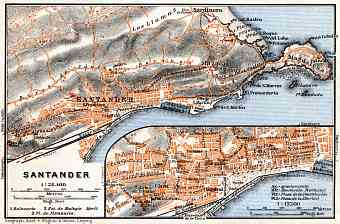 Santander town plan. Environs of Santander map, 1929