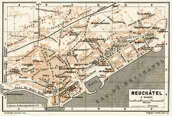 Neuchâtel city map, 1909