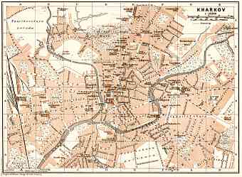 Kharkov (Kharkiv) city map, 1914