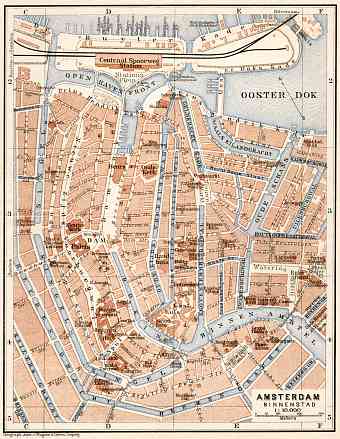 Amsterdam, central part map, 1909