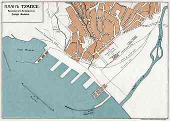 Tuapse (Туапсе) city map, 1914