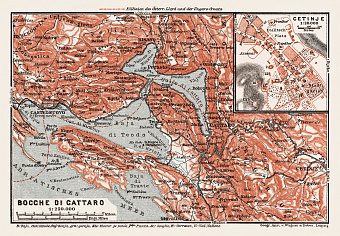 Map of the Gulf of Kotor (Boka Kotorska) and Cetinje town plan, 1913