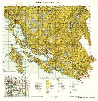 Salmi. Topografikartta 5121, 5123. Topographic map from 1940