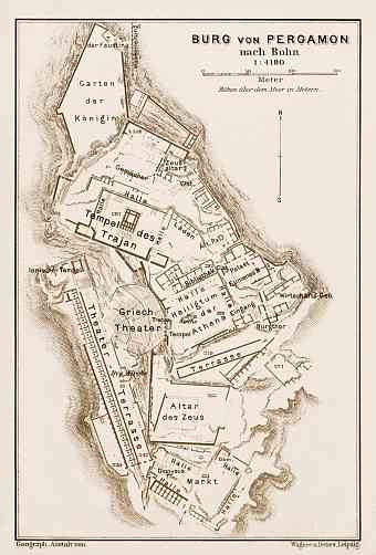 Pergamon (τὸ Πέργαμον, Bergama), ancient site plan after (Richard) Bohn, 1914