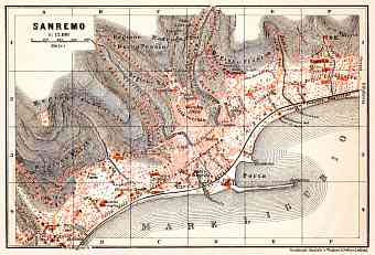 Sanremo city map, 1913