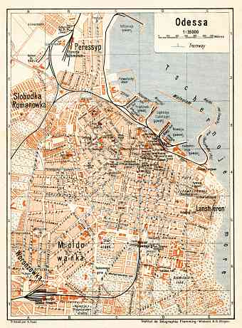 Odessa (Одесса, Odesa) city map, 1928