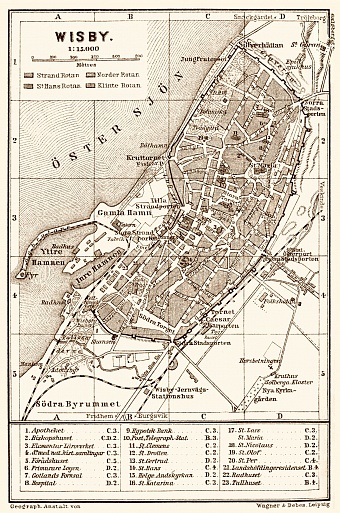 Visby (Wisby) city map, 1910