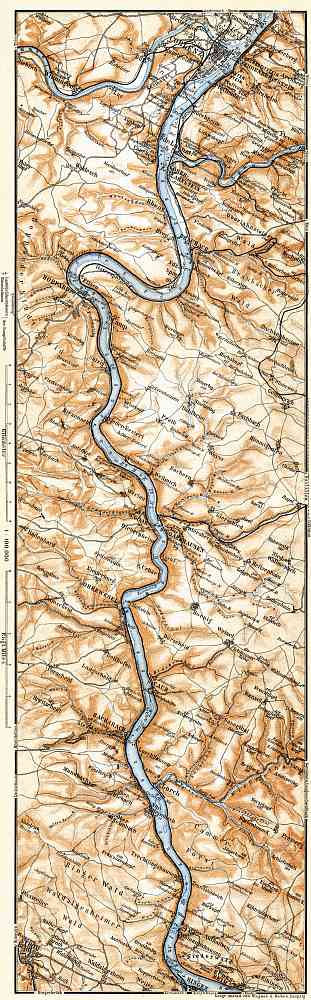 Map of the Course of the Rhine from Coblenz to Bingen, 1905