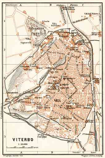 Viterbo city map, 1909