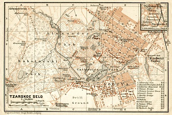 Tsarskoe Selo (Царское Село, nowadays Pushkin) town plan (in English), 1914