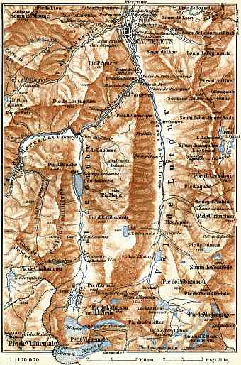 Cauterets environs map, 1885