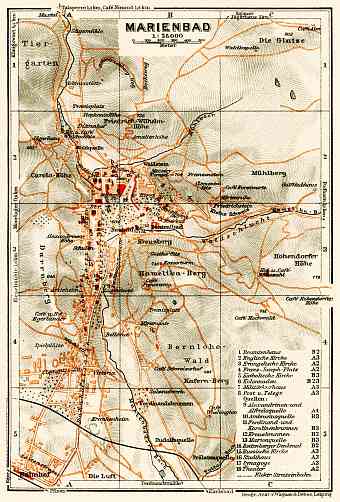 Marienbad (Mariánské Lázne) city map, 1913