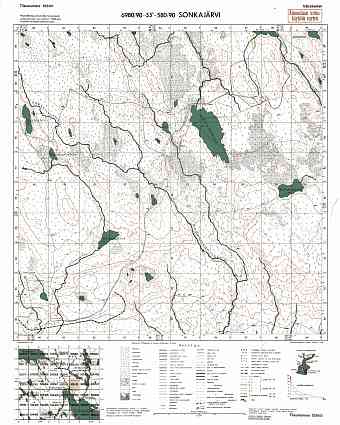 Sopkojarvi Lake. Sonkajärvi. Topografikartta 535101. Topographic map from 1942