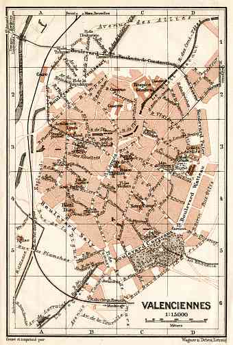 Valenciennes city map, 1909