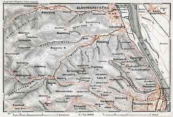 Döbling, Nussdorf and Klosterneuburg region map, 1910