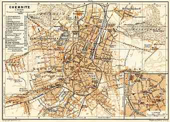 Chemnitz city map, 1906