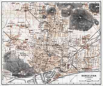 Barcelona city map, 1913