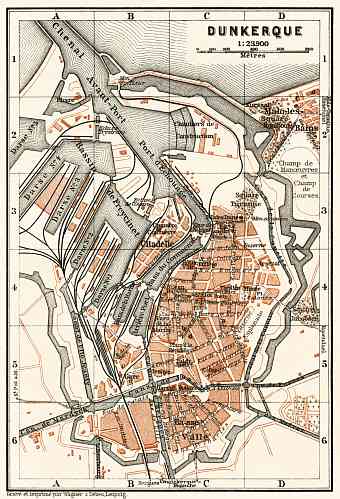 Dunkerque (Dunkirk) city map, 1913