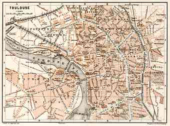 Toulouse city map, 1902