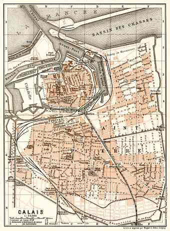 Calais city map, 1909