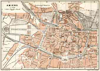 Amiens city map, 1909