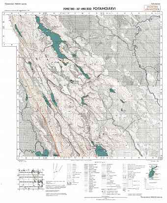 Poidomsjarvi Lake. Poitamojärvi. Topografikartta 532412. Topographic map from 1944