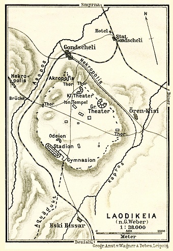 Laodicea on the Lycus (Laodikeia), site map after G. Weber, 1905