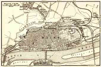 Mainz and Kastel map, 1905