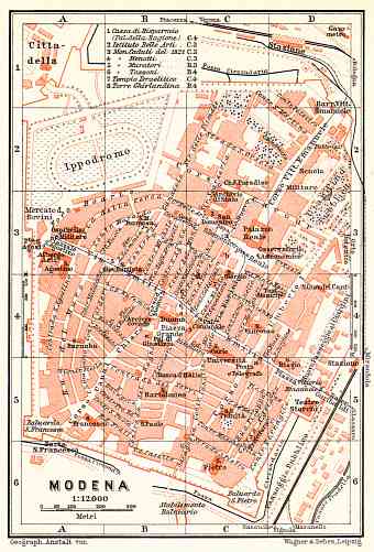 Modena city map, 1908