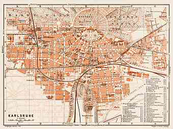 Karlsruhe city map, 1909