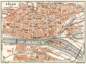 Rouen city map, 1913