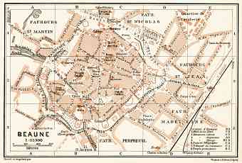 Beaune city map, 1909