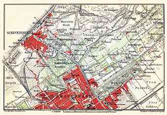 Scheveningen and The Hague environs map, 1904