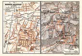 Wiener Neustadt city map, 1910