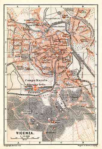 Vicenza city map, 1898