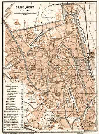 Ghent (Gent) city map, 1909