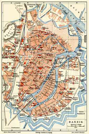 Danzig (Gdańsk) city map, 1900