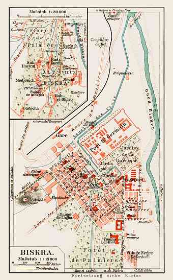 Biskra (بسكرة) city map, 1913